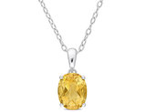 1.65 Carat (ctw) Citrine Solitaire Oval Pendant Necklace in Sterling Silver with Chain